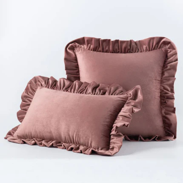 Velvet Ruffle Kussenhoes Zachte Textuur Stijlvol Comfort-Cushions-DeWoonVallei-DeWoonVallei