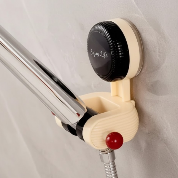 Verstelbare Douchestanghouder met Zuignap voor Gemakkelijk, Gereedschapsvrij Comfort-Home & Garden > Bathroom Accessories > Shower Accessories > Shower Head Holders-DeWoonVallei-Zwart-DeWoonVallei