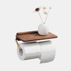 Verstelbare Walnotenhouten Toiletrolhouder met Praktisch Opbergrek voor Badkamer-Bathroom Accessories-DeWoonVallei-DeWoonVallei