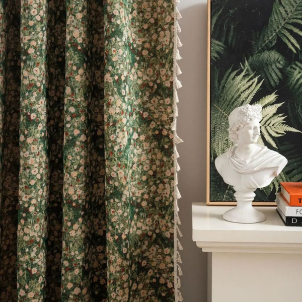 Vintage Bloemen Kwastgordijn Boho-Geïnspireerde Stijl voor een Rustig en Elegant Interieur-Curtains-DeWoonVallei-DeWoonVallei