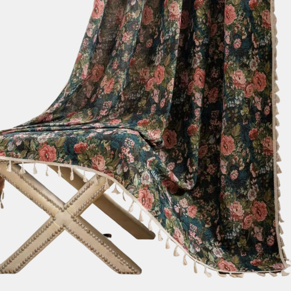 Vintage Bloemen Kwastgordijn Boho-Geïnspireerde Stijl voor een Rustig en Elegant Interieur-Curtains-DeWoonVallei-DeWoonVallei