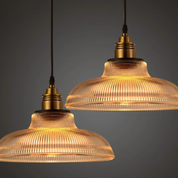 Vintage Gestreepte Glazen Hanglamp Ronde Vorm Warm Licht voor Elegante Interieurs-Hanging Lamp-DeWoonVallei-DeWoonVallei