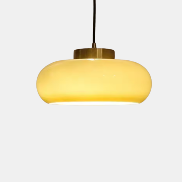 Vintage Messing Gele Glazen Semi Flush Plafondlamp Warme Gloed Elegantie-Semi-Flush Mount Lighting-DeWoonVallei-DeWoonVallei