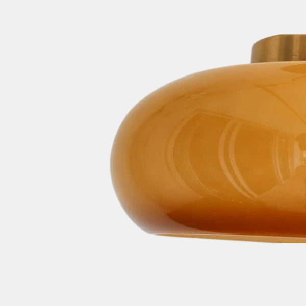 Vintage Messing Gele Glazen Semi Flush Plafondlamp Warme Gloed Elegantie-Semi-Flush Mount Lighting-DeWoonVallei-DeWoonVallei