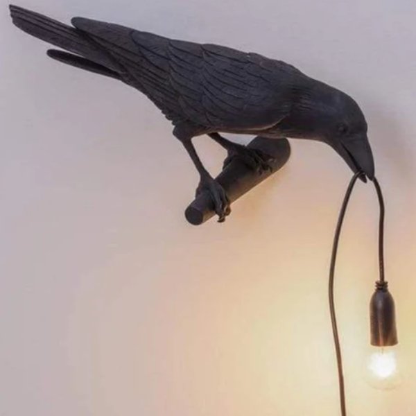 Vogel Decoratieve Lamp met Moderne Charme en Zachte Sfeerverlichting-Lamps-DeWoonVallei-Zwart-Muur rechts-EU-DeWoonVallei