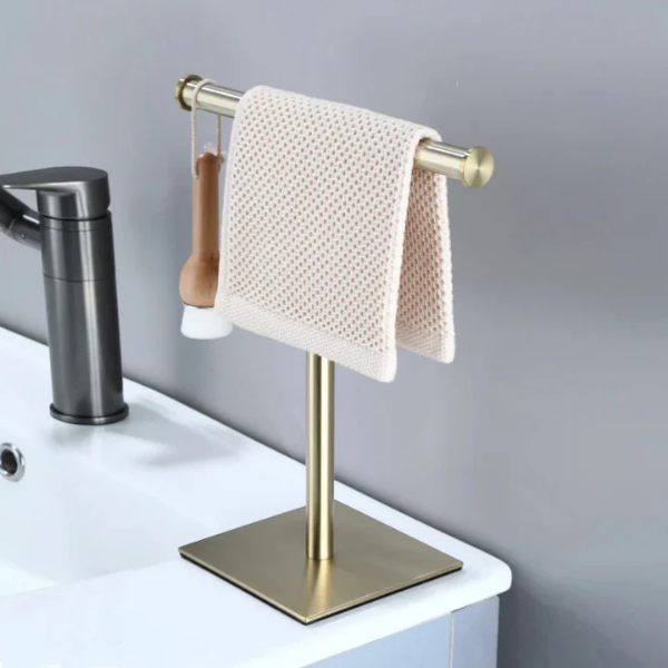 Vrijstaande Handdoekhouder voor Opzetblad Minimalistisch Ontwerp voor Stijlvolle Organisatie-Towel Racks & Holders-DeWoonVallei-Goud-DeWoonVallei