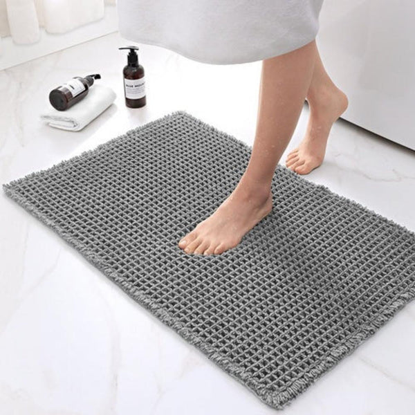 Wafelbadmat Zacht Absorberend Comfortabel Anti-Slip Badkamer Mat-Bath Mats & Rugs-DeWoonVallei-Klein (46x77 cm)-Grijs-DeWoonVallei