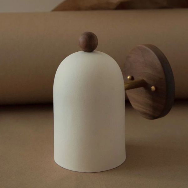 Walnoothout en IJzer Wandlamp Modern Wabi-Sabi Stijl voor Gezellige Sfeer-Wall Light Fixtures-DeWoonVallei-Rond Wit-Warm licht 3000K-DeWoonVallei