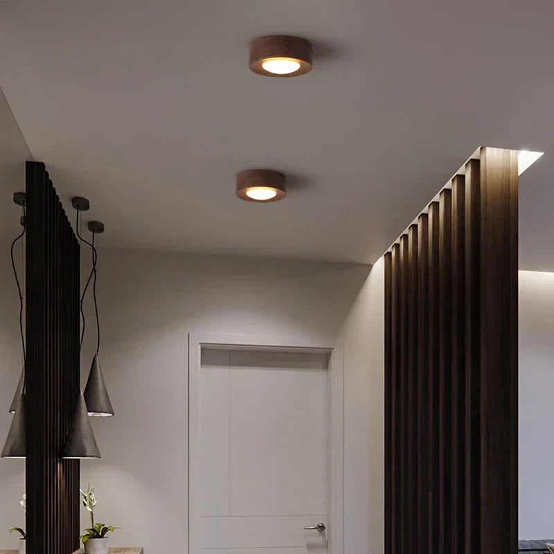 Walnoothouten Plafondlamp met LED Schijnwerper – Elegant Natuurlijk Ontwerp voor Warme en Sfeervolle Interieurs-DeWoonVallei-DeWoonVallei
