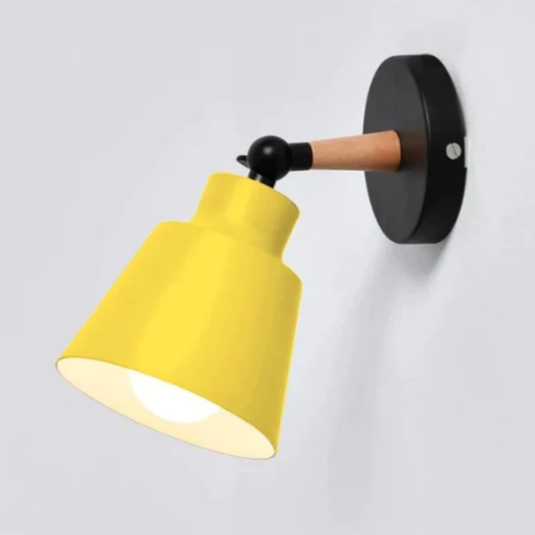 Wandlamp Mid-Century Modern Houten Arm Verstelbare Verlichting-Wall Light Fixtures-DeWoonVallei-Geel-DeWoonVallei