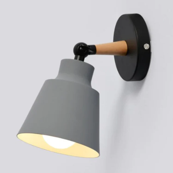 Wandlamp Mid-Century Modern Houten Arm Verstelbare Verlichting-Wall Light Fixtures-DeWoonVallei-Grijs-DeWoonVallei