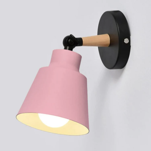 Wandlamp Mid-Century Modern Houten Arm Verstelbare Verlichting-Wall Light Fixtures-DeWoonVallei-Roze-DeWoonVallei
