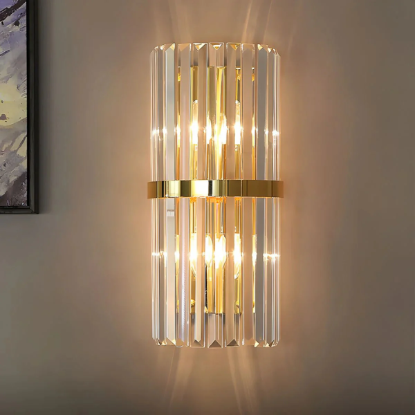 Wandlamp RVS Modern Chic Luxe Warm Sfeervol Licht-Wall Lamp-DeWoonVallei-Goud-D14 cm x H30 cm-DeWoonVallei