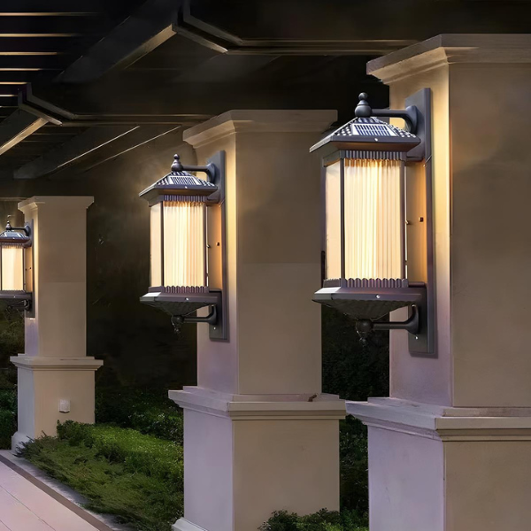 Waterdichte Zonne Wandlamp Retro Gestreept Glas voor Elegante Buitenverlichting-Lighting > Outdoor Lighting > Outdoor Wall Lighting-DeWoonVallei-DeWoonVallei