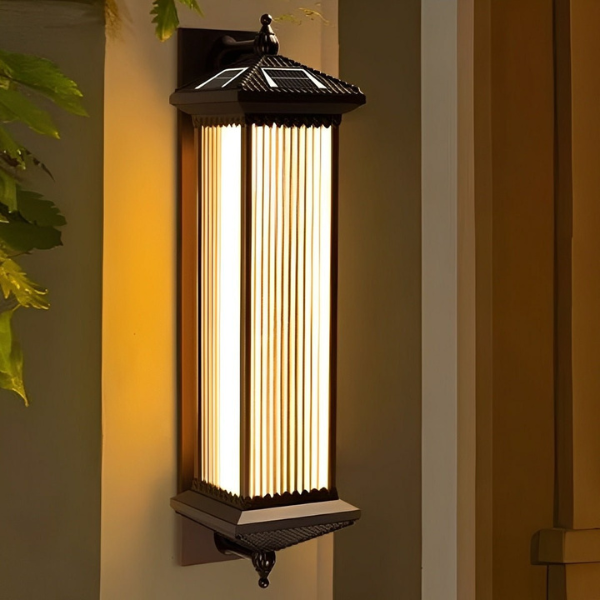 Waterdichte Zonne Wandlamp Retro Gestreept Glas voor Elegante Buitenverlichting-Lighting > Outdoor Lighting > Outdoor Wall Lighting-DeWoonVallei-DeWoonVallei
