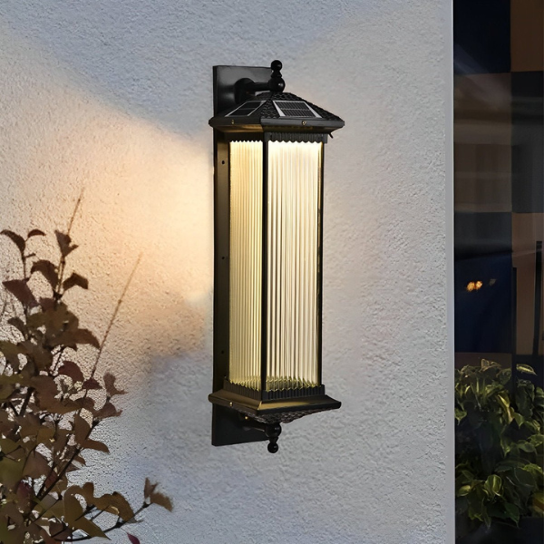 Waterdichte Zonne Wandlamp Retro Gestreept Glas voor Elegante Buitenverlichting-Lighting > Outdoor Lighting > Outdoor Wall Lighting-DeWoonVallei-DeWoonVallei