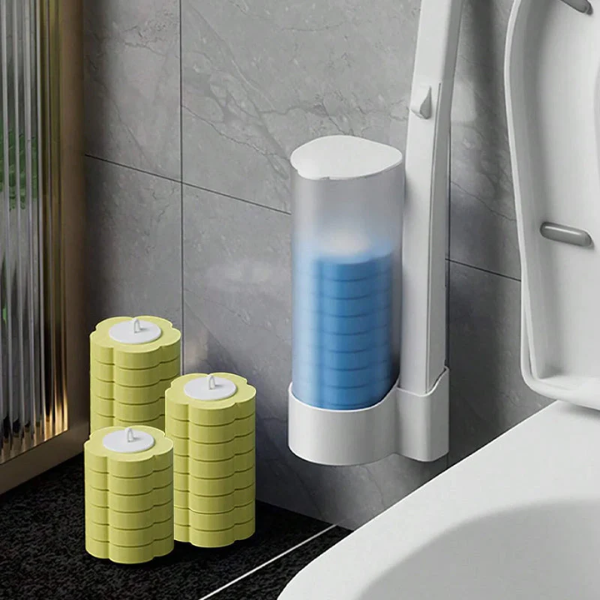Wegwerp Toiletborstel met Antibacteriële Sponskoppen voor Hygiënisch Reinigen-Cleaning Accessory-DeWoonVallei-1 x Toiletborstel + 18 Sponskoppen – Citroen-DeWoonVallei