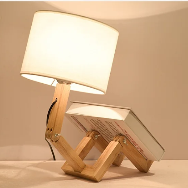 Witte Houten Leeslamp met Plank Scandinavische Stijl Instelbaar Warm Licht Praktische Opbergruimte-Lamps-DeWoonVallei-DeWoonVallei