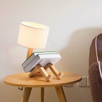 Witte Houten Leeslamp met Plank Scandinavische Stijl Instelbaar Warm Licht Praktische Opbergruimte-Lamps-DeWoonVallei-DeWoonVallei