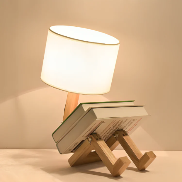 Witte Houten Leeslamp met Plank Scandinavische Stijl Instelbaar Warm Licht Praktische Opbergruimte-Lamps-DeWoonVallei-DeWoonVallei