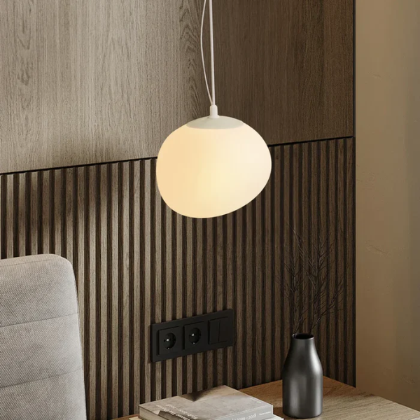 Witte Kiezel Hanglamp Minimalistisch Ontwerp voor Warme en Elegante Sfeer-Hanging Lamp-DeWoonVallei-Dia15 x H12 cm-Wit Licht-DeWoonVallei