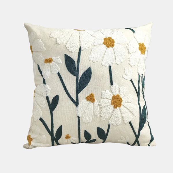 Zachte Daisy Bloemen Kussensloop voor Gezellig en Elegant Interieur-Cushion Cover-DeWoonVallei-DeWoonVallei