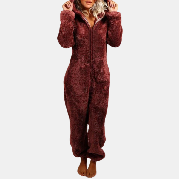 Zachte Fleece Zip-up Loungewear Jumpsuit Comfort Warmte-Sleepwear-DeWoonVallei-Donkerrood-S-DeWoonVallei