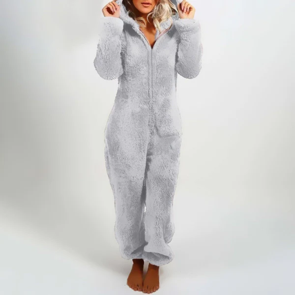 Zachte Fleece Zip-up Loungewear Jumpsuit Comfort Warmte-Sleepwear-DeWoonVallei-Grijs-S-DeWoonVallei