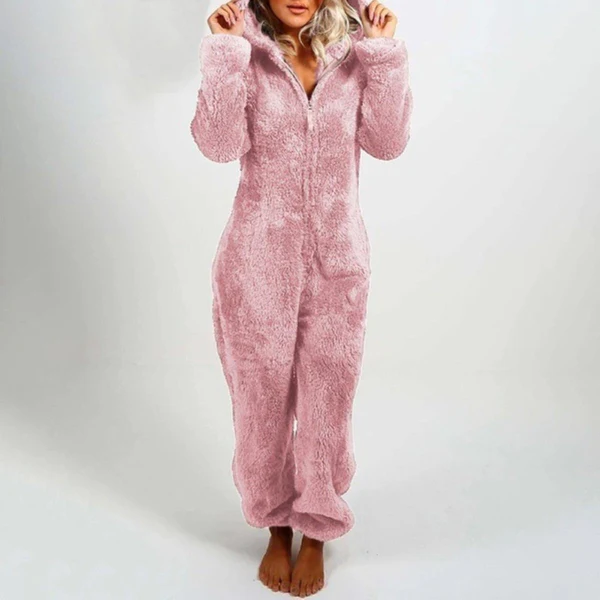 Zachte Fleece Zip-up Loungewear Jumpsuit Comfort Warmte-Sleepwear-DeWoonVallei-Lichtroze-S-DeWoonVallei