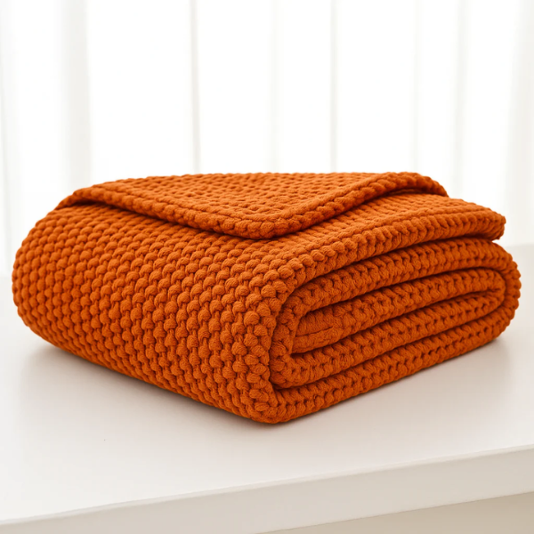Zachte Gebreide Deken Warme Knusse Plaid voor Thuis-Blankets-DeWoonVallei-Oranje-Klein - 130x160 cm-DeWoonVallei