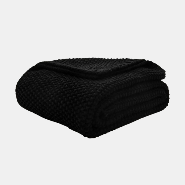 Zachte Gebreide Deken Warme Knusse Plaid voor Thuis-Blankets-DeWoonVallei-Zwart-Klein - 130x160 cm-DeWoonVallei