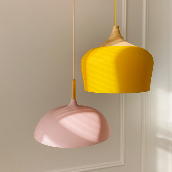 Zachte Pastel Hanglamp Verstelbaar Metaal en Hout voor Stijlvolle Huisdecoratie-Hanging Lamp-DeWoonVallei-DeWoonVallei