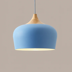 Zachte Pastel Hanglamp Verstelbaar Metaal en Hout voor Stijlvolle Huisdecoratie-Hanging Lamp-DeWoonVallei-Koepel Klein - 30 × 25 cm-Blauw-DeWoonVallei