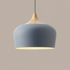 Zachte Pastel Hanglamp Verstelbaar Metaal en Hout voor Stijlvolle Huisdecoratie-Hanging Lamp-DeWoonVallei-Koepel Klein - 30 × 25 cm-Grijs-DeWoonVallei