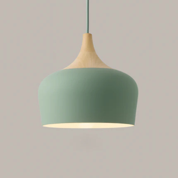 Zachte Pastel Hanglamp Verstelbaar Metaal en Hout voor Stijlvolle Huisdecoratie-Hanging Lamp-DeWoonVallei-Koepel Klein - 30 × 25 cm-Groen-DeWoonVallei