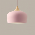 Zachte Pastel Hanglamp Verstelbaar Metaal en Hout voor Stijlvolle Huisdecoratie-Hanging Lamp-DeWoonVallei-Koepel Klein - 30 × 25 cm-Roze-DeWoonVallei