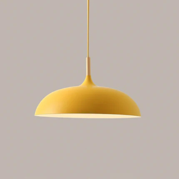 Zachte Pastel Hanglamp Verstelbaar Metaal en Hout voor Stijlvolle Huisdecoratie-Hanging Lamp-DeWoonVallei-Platte Bol Medium - 35 × 24 cm-Goudgeel-DeWoonVallei