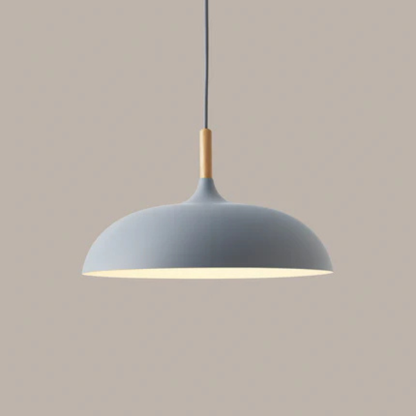 Zachte Pastel Hanglamp Verstelbaar Metaal en Hout voor Stijlvolle Huisdecoratie-Hanging Lamp-DeWoonVallei-Platte Bol Medium - 35 × 24 cm-Grijs-DeWoonVallei