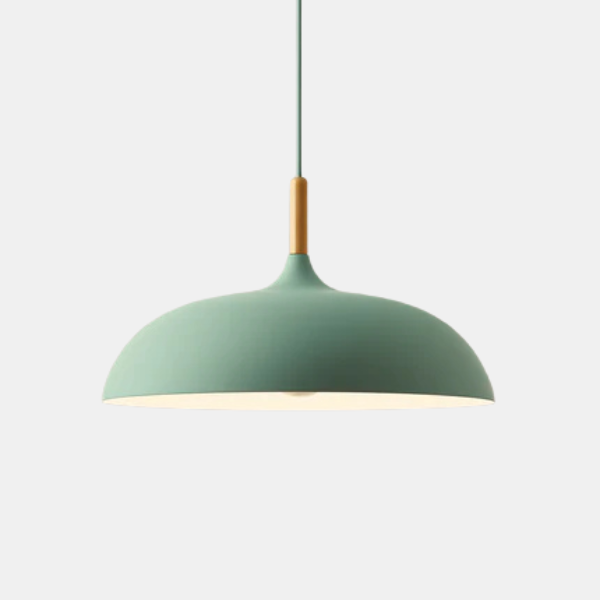 Zachte Pastel Hanglamp Verstelbaar Metaal en Hout voor Stijlvolle Huisdecoratie-Hanging Lamp-DeWoonVallei-Platte Bol Medium - 35 × 24 cm-Groen-DeWoonVallei