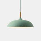 Zachte Pastel Hanglamp Verstelbaar Metaal en Hout voor Stijlvolle Huisdecoratie-Hanging Lamp-DeWoonVallei-Platte Bol Medium - 35 × 24 cm-Groen-DeWoonVallei