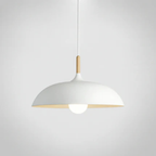 Zachte Pastel Hanglamp Verstelbaar Metaal en Hout voor Stijlvolle Huisdecoratie-Hanging Lamp-DeWoonVallei-Platte Bol Medium - 35 × 24 cm-Wit-DeWoonVallei