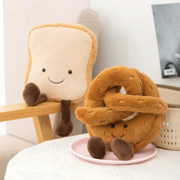 Zachte Pluchen Broodknuffel Schattig Voedselontwerp Comfortvriend-Dekens en Kussens-DeWoonVallei-DeWoonVallei