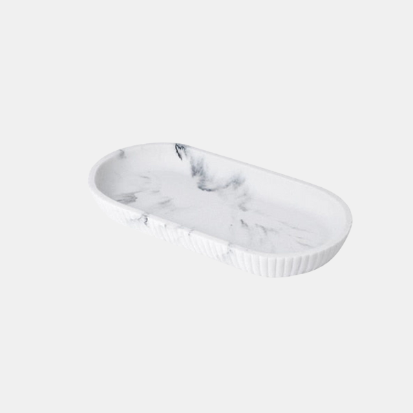 Zandsteen Badkamer Accessoires Set Moderne Gegraveerde Stijl voor Elegante Organisatie-Bathroom Accessories-DeWoonVallei-Marmerwit Dienblad-DeWoonVallei