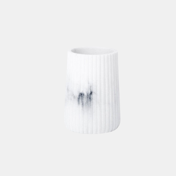 Zandsteen Badkamer Accessoires Set Moderne Gegraveerde Stijl voor Elegante Organisatie-Bathroom Accessories-DeWoonVallei-Marmerwit Tandenborstelbeker-DeWoonVallei