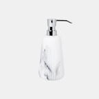 Zandsteen Badkamer Accessoires Set Moderne Gegraveerde Stijl voor Elegante Organisatie-Bathroom Accessories-DeWoonVallei-Marmerwit & Zilver Zeepdispenser-DeWoonVallei