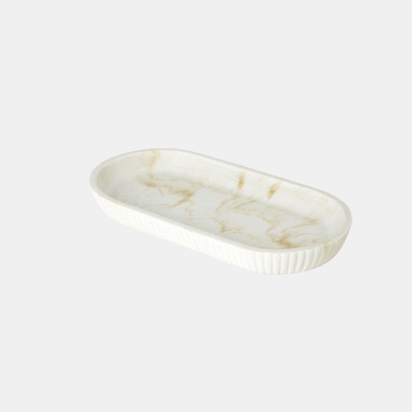 Zandsteen Badkamer Accessoires Set Moderne Gegraveerde Stijl voor Elegante Organisatie-Bathroom Accessories-DeWoonVallei-Wit & Goud Dienblad-DeWoonVallei