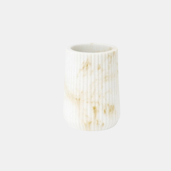 Zandsteen Badkamer Accessoires Set Moderne Gegraveerde Stijl voor Elegante Organisatie-Bathroom Accessories-DeWoonVallei-Wit & Goud Tandenborstelbeker-DeWoonVallei