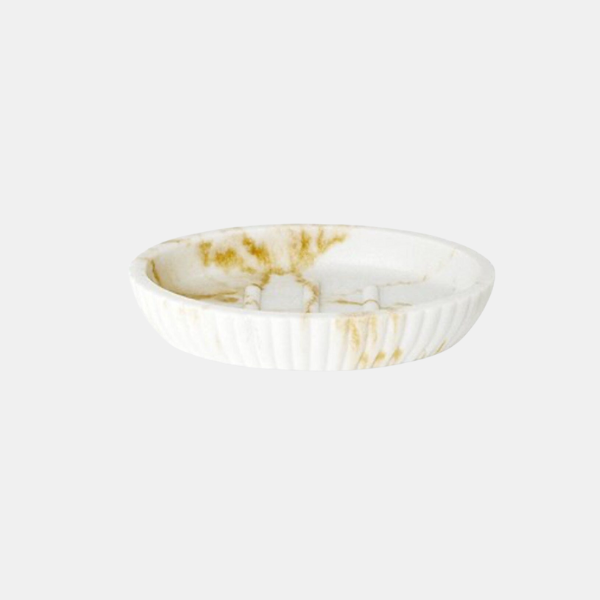 Zandsteen Badkamer Accessoires Set Moderne Gegraveerde Stijl voor Elegante Organisatie-Bathroom Accessories-DeWoonVallei-Wit & Goud Zeepbakje-DeWoonVallei