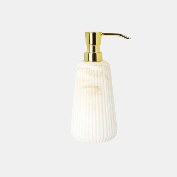 Zandsteen Badkamer Accessoires Set Moderne Gegraveerde Stijl voor Elegante Organisatie-Bathroom Accessories-DeWoonVallei-Wit & Goud Zeepdispenser-DeWoonVallei