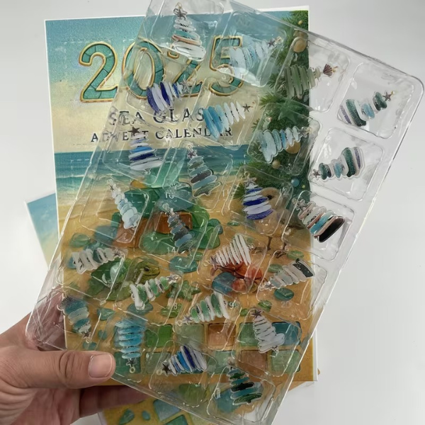 Zee Glas Kerstboom Adventskalender 24 Dagen Kuststijl Vakantie Aftelkalender met 2D Acrylornamenten Perfect Cadeau voor Strand en Natuurliefhebbers-Advent calendar-DeWoonVallei-DeWoonVallei